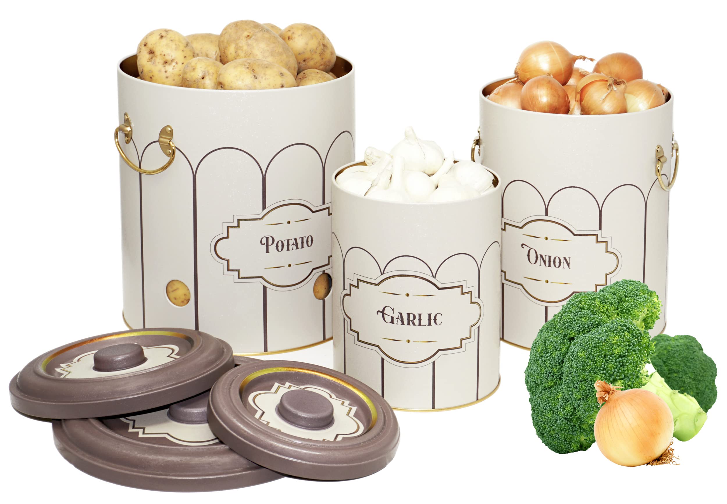 Contenitore Per Patate E Cipolle In Metallo - Nero, Con Fori Di Ventilazione, Include Pelapatate - Foto 9