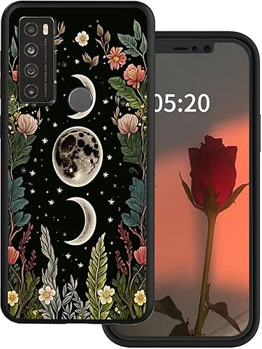 Rossy Funda para TCL 30 XL para TCL 30 XL T701DL, funda de teléfono con flores, luna y estrella, patrón elegante para mujeres y hombres, delgada,