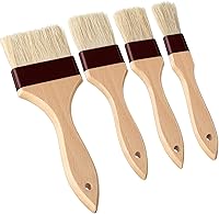 Vista 1 de Boao 4 cepillos de pastelería, cepillo de cerdas naturales, mango de madera de haya y cepillos para barbacoa para cocinar, mantequilla, aceite