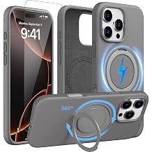 X-level Magnetic for iPhone 16 Pro Case Silicone,Invisible Ring Stand,Gray