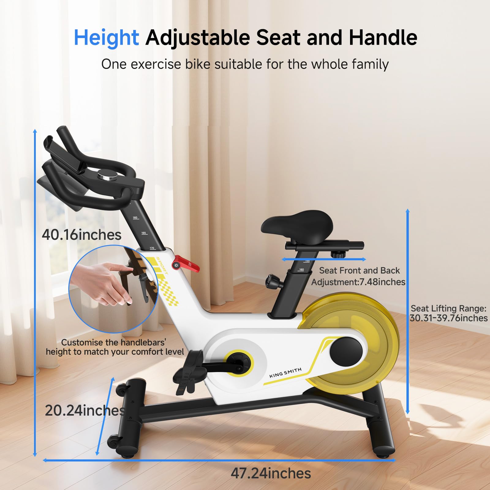 Cyclette per Casa, 40 Livelli di Resistenza Magnetica, Pieghevole per Interni, Capacità di Peso di 120 kg, Bici da Fitness Silenziosa, con Display a LED, App Supportata, Colore Bianco