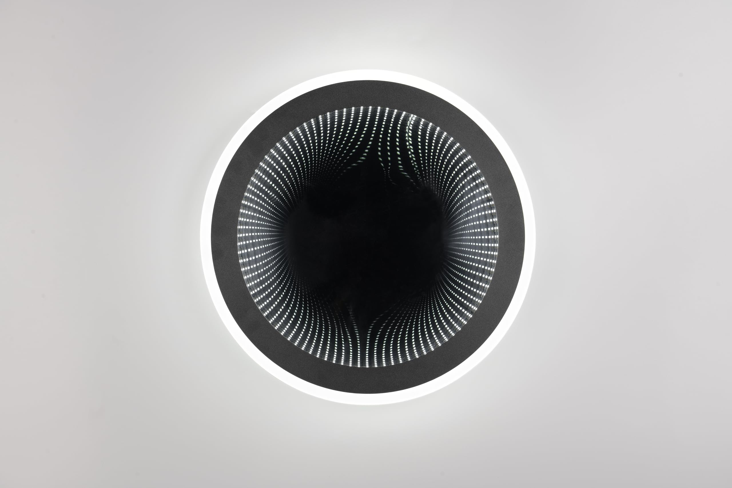 Reality Leuchten LED Deckenleuchte Glace R67681132, Kunststoff Schwarz matt, inkl. 24 Watt LED, Fernbedienung, Lichtfarbe wechselbar, dimmbar, Nachtlicht, Infinity Mirror Effekt