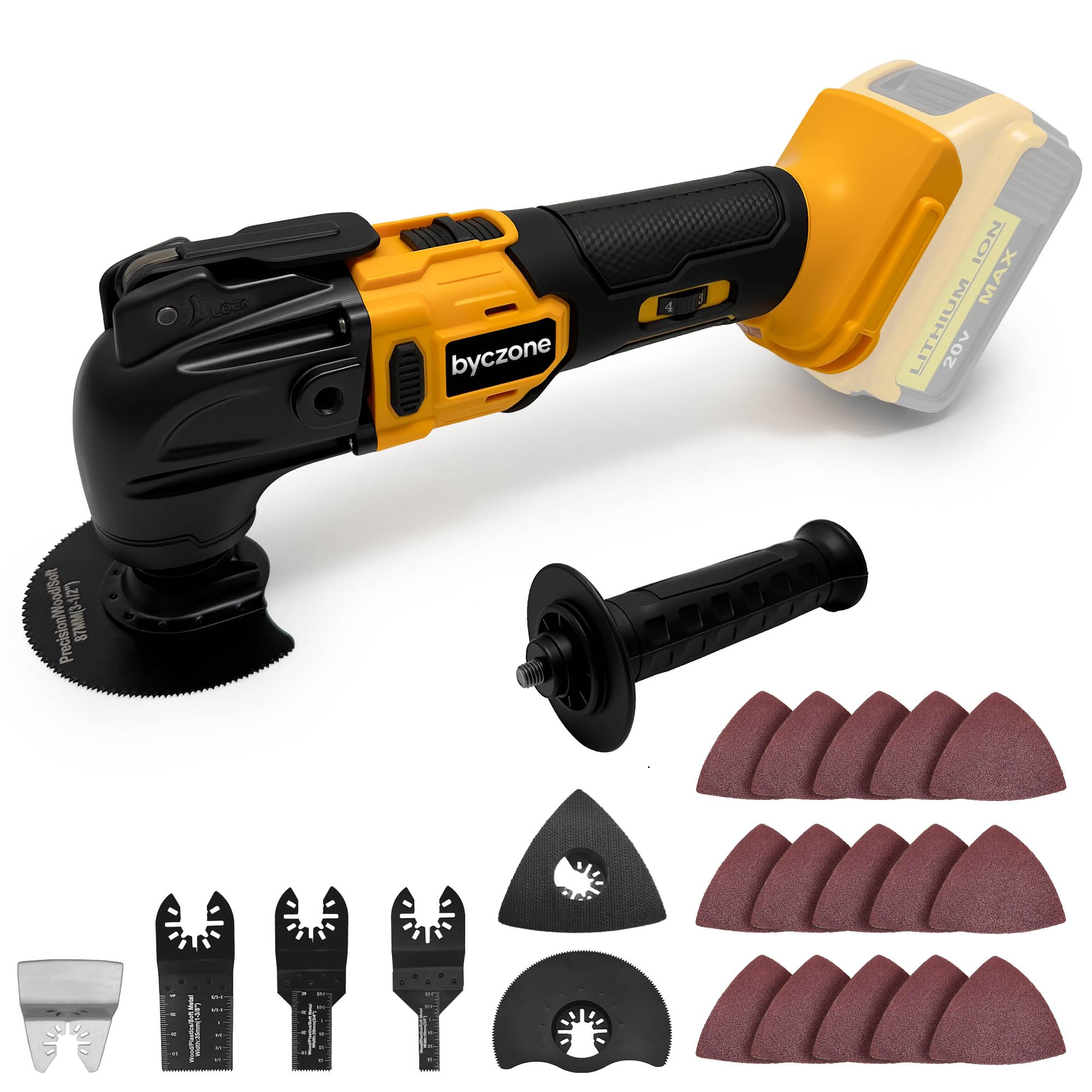 Cordless Oscillating Multitool for DeWalt 18V Battery, Cordless Multi Tools with 6 Variable Speed, 4°Oscillation Angle, 23PCS Oscillating Tool for Scraping Cutting Sanding [Tool Only]