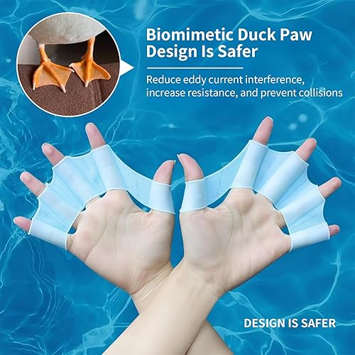 Miniatura 3 de 2 pares de guantes de natación de silicona aletas de natación aletas de engranaje palmeadas a mano palmera dedo rana tipo palmeada entrenamiento