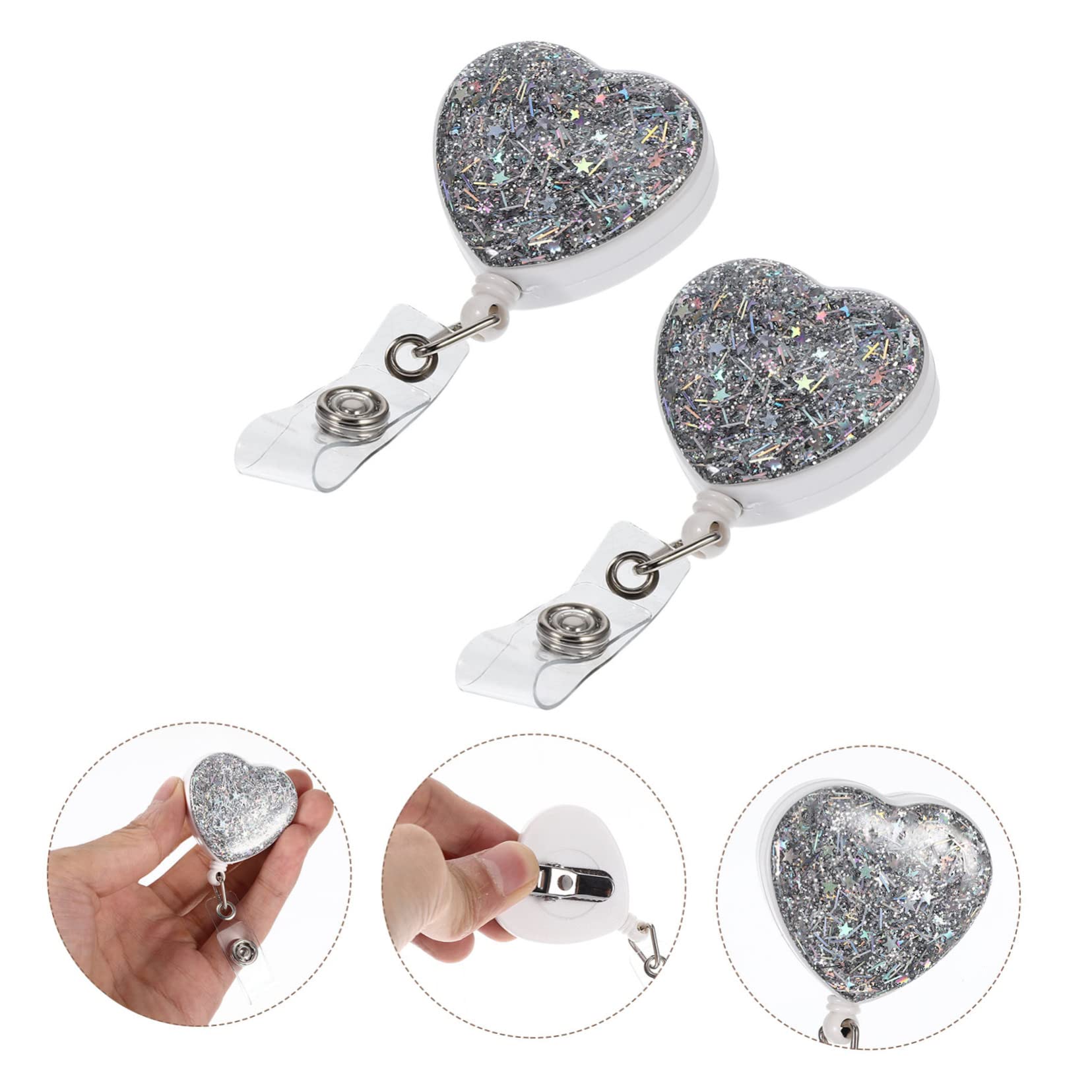 SHINEOFI 10 Piezas pergamino de insignia tarjetero tarjetas visita tarjetero para tarjetas de visita tarjeteros decoración del corazón carretes de identificación cordón colgante abdominales