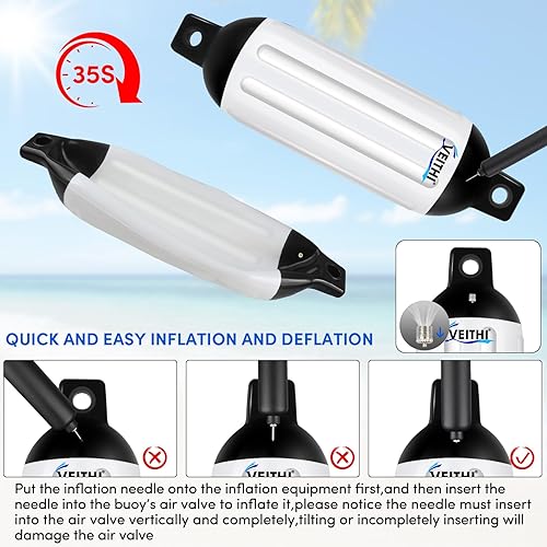 Vista 86 de Paquete de 4 defensas de barco de 4.5/5.5/6.5/8.5/8.5/10/16 pulgadas, parachoques de vinilo acanalado de doble ojo, parachoques de barco para Negro