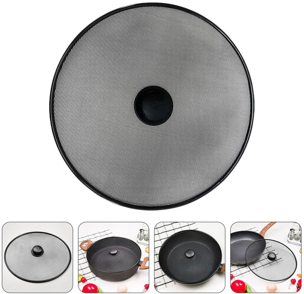 Kichvoe 9.84 Inch Mesh Splatter Screen Grease Splatter Guard for Frying Pan Skillet Oil Splash Protector with Handle for Cooking and Kitchen Safety