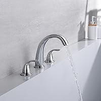 Vista 44 de Sumerain - Grifo de bañera romana de dos asas en níquel cepillado con válvula, alto flujo