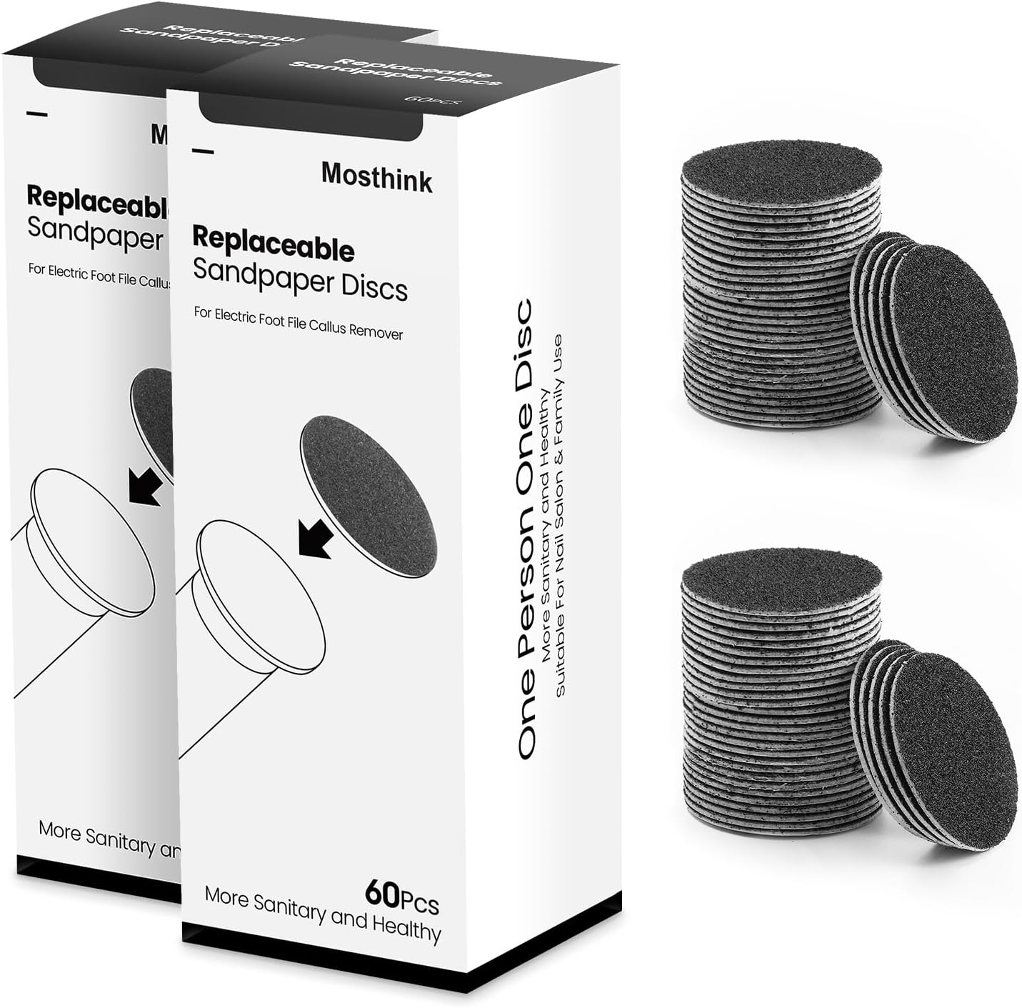 120pcs Replacement Sandpaper Refill Discs for Electric Foot File Callus Remover Tool for Men Women Dead Cracked Hard Skin (60 Grit+80 Grit)