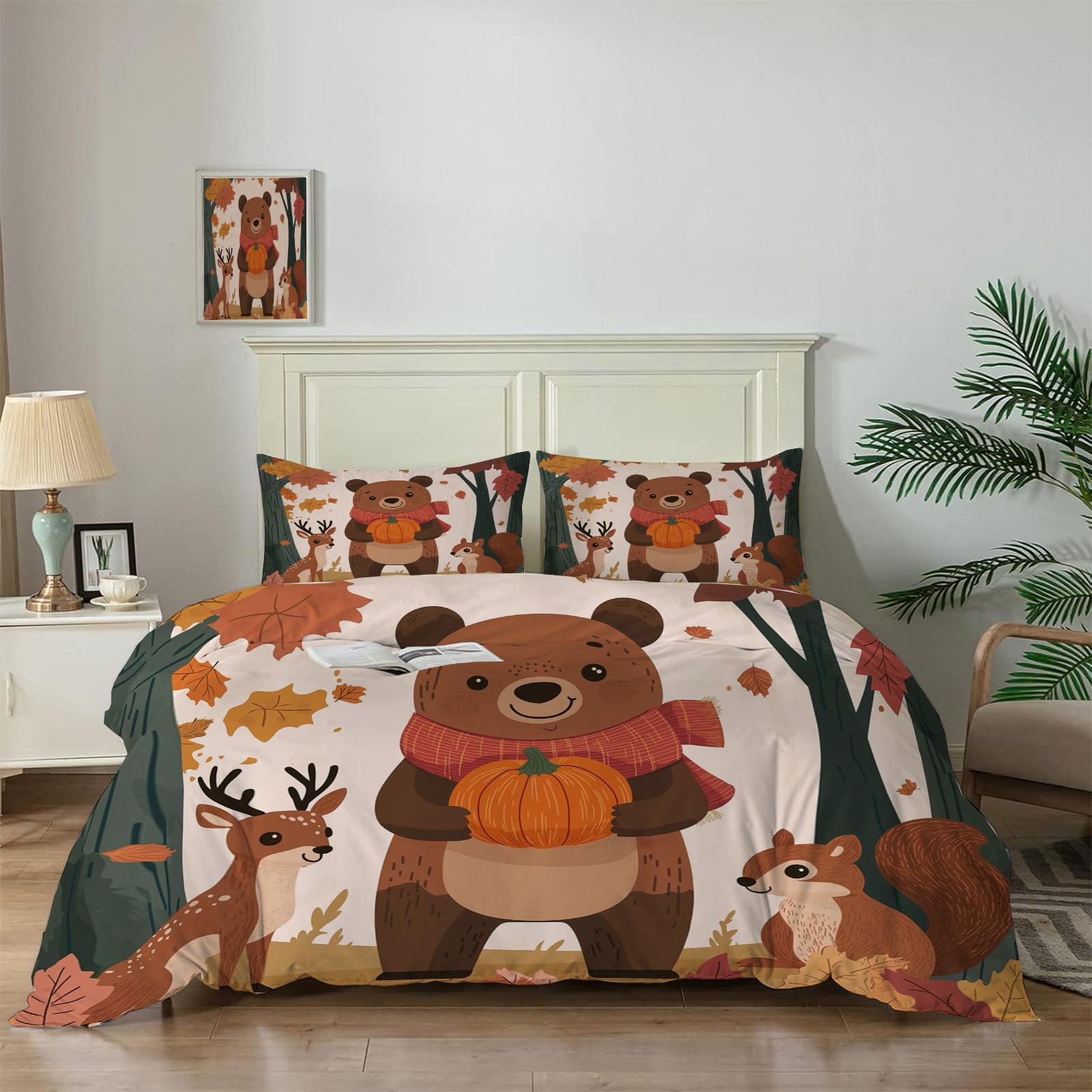 Housse de couette ours et forêt 200x200cm pour transformer une chambre d'enfant ou d'adulte