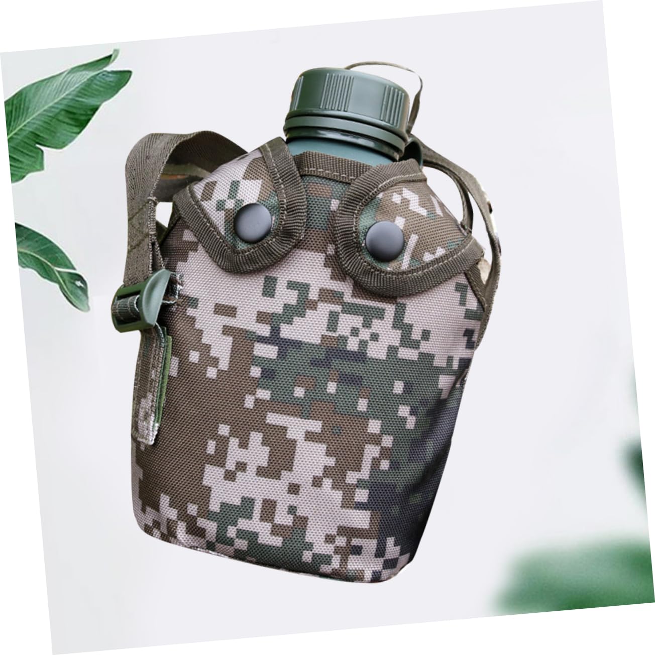 1 Set Edelstahl-Wasserkrug Wanderwasserflasche Tarnwasserflasche Armee-Wasserkocher Armee-Kantine Tarn-Kantine Überlebenskessel Kantine Outdoor-Gurt Reisen