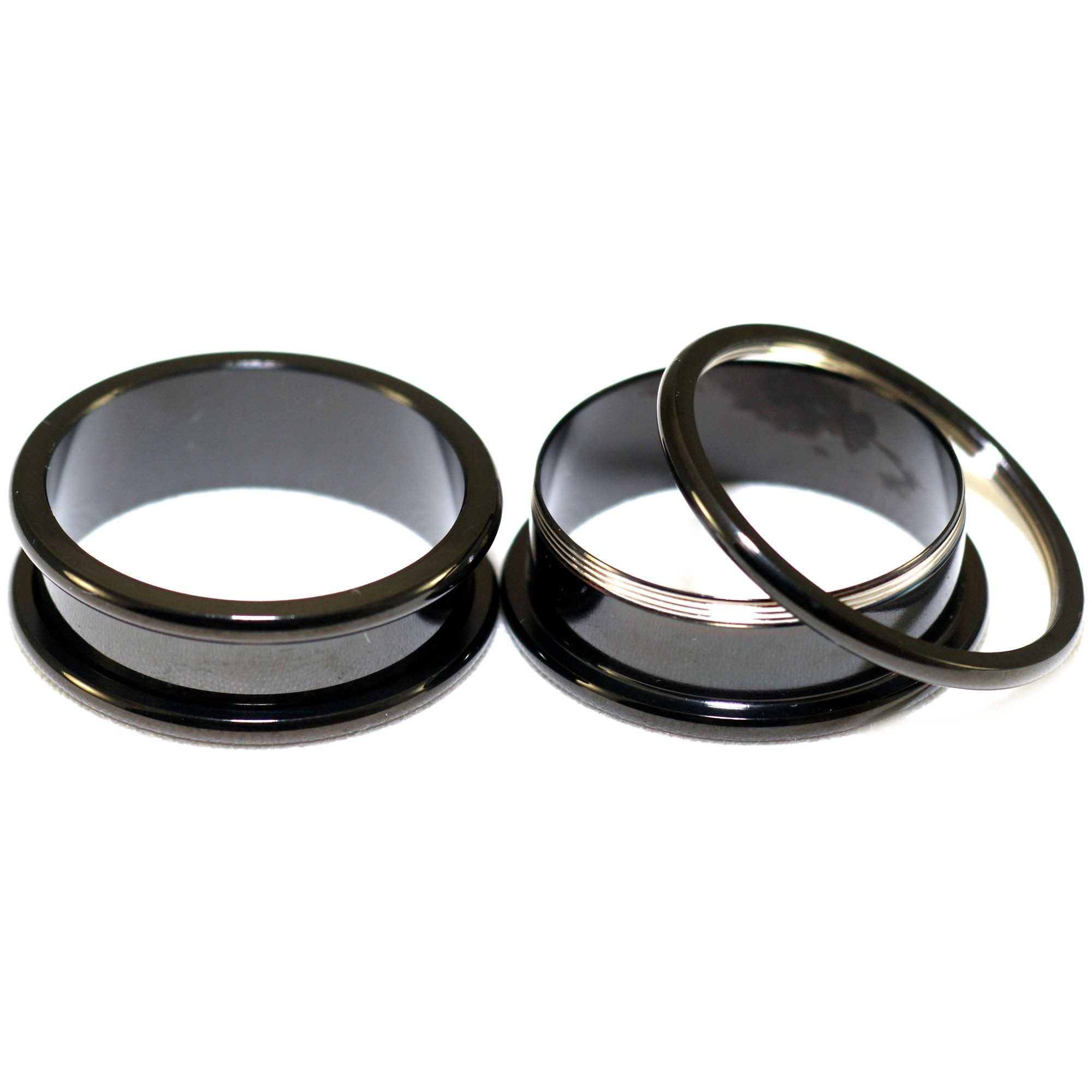 Anodized Black Color Screw On/Fit Surgical Steel 1-1/8 Inch Gauge 28mm Flesh Tunnels Earlets Plugs 1 Pair