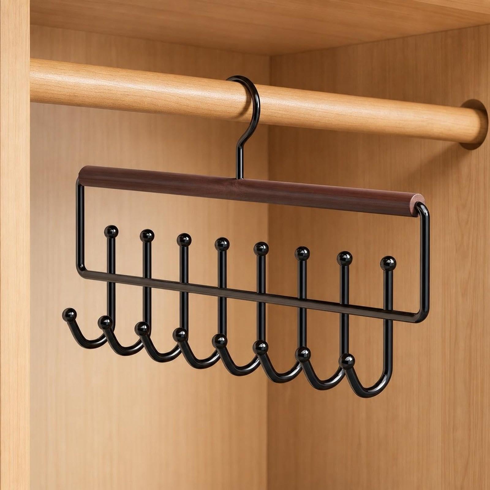Organizador Metálico para Cinturones Y Corbatas (5 Piezas), Ideal para Armarios, Habitaciones de Estudiantes O Dormitorios Universitarios, Negro, Individual