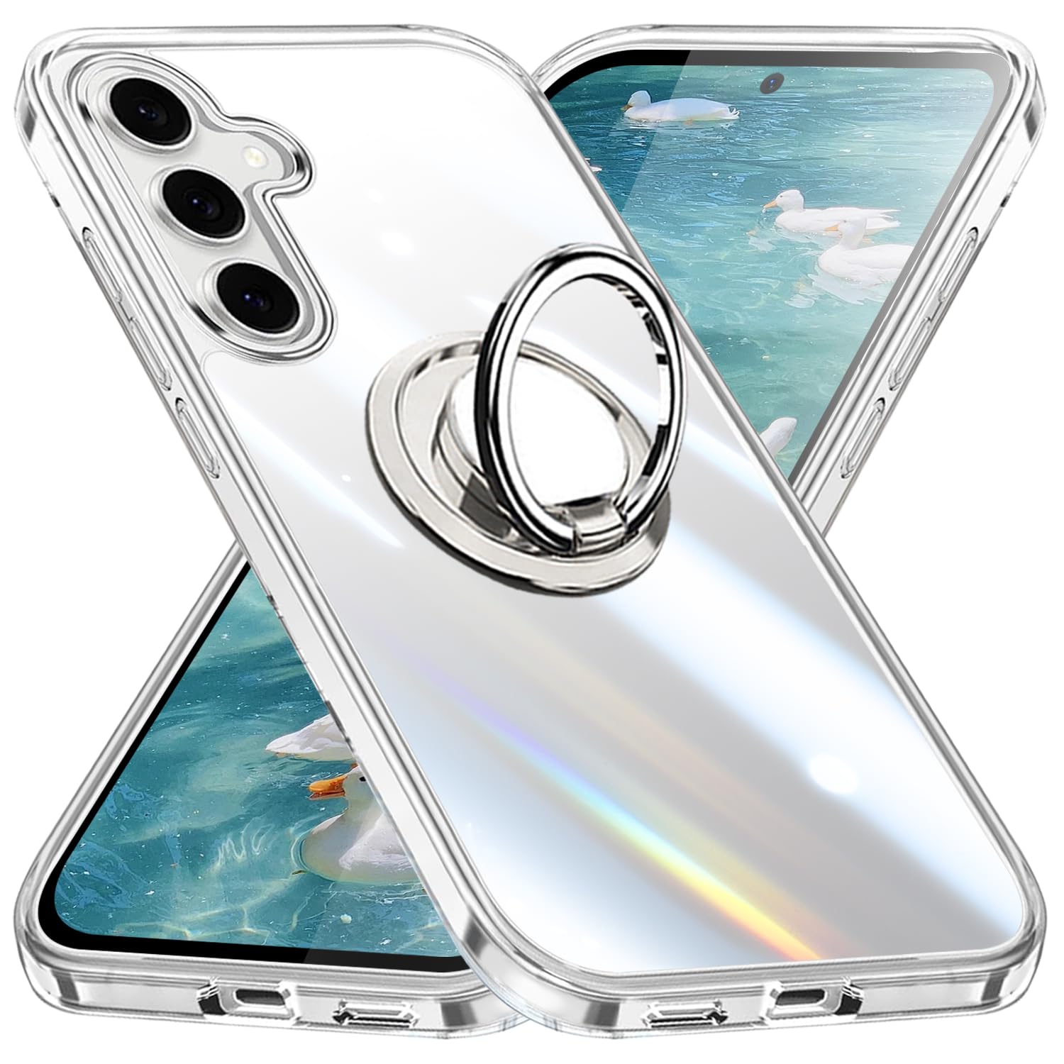 Amazon.co.jp: Galaxy S25 ケース クリア リング付き TPU ギャラクシー