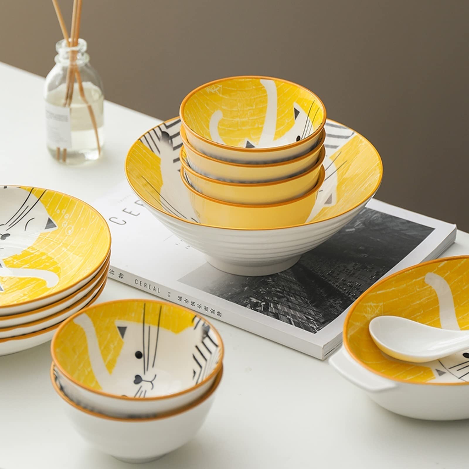 Talerz Obiadowy/Talerze Sałatkowe Rodzina Miska Zestaw Ręcznie malowane Wzór Ceramiczny Płyta Set Trwała płyta Ceramiczna Odpowiedni do przekąsek Frytki Desery Sushi 20 sztuk zestaw talerzy/małe tal
