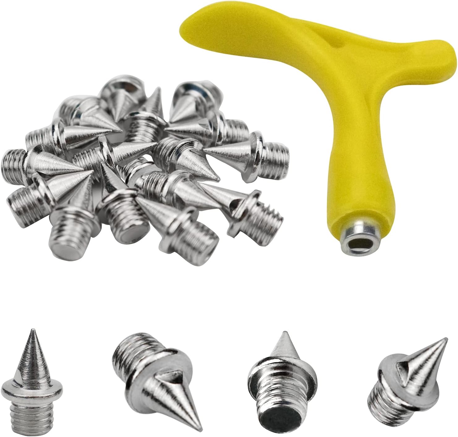 Nanaborn Track Spikes 1/4inch for Men Shoes Stainless Steel Replacement with Wrench for Youth Sports Running(48pcs)