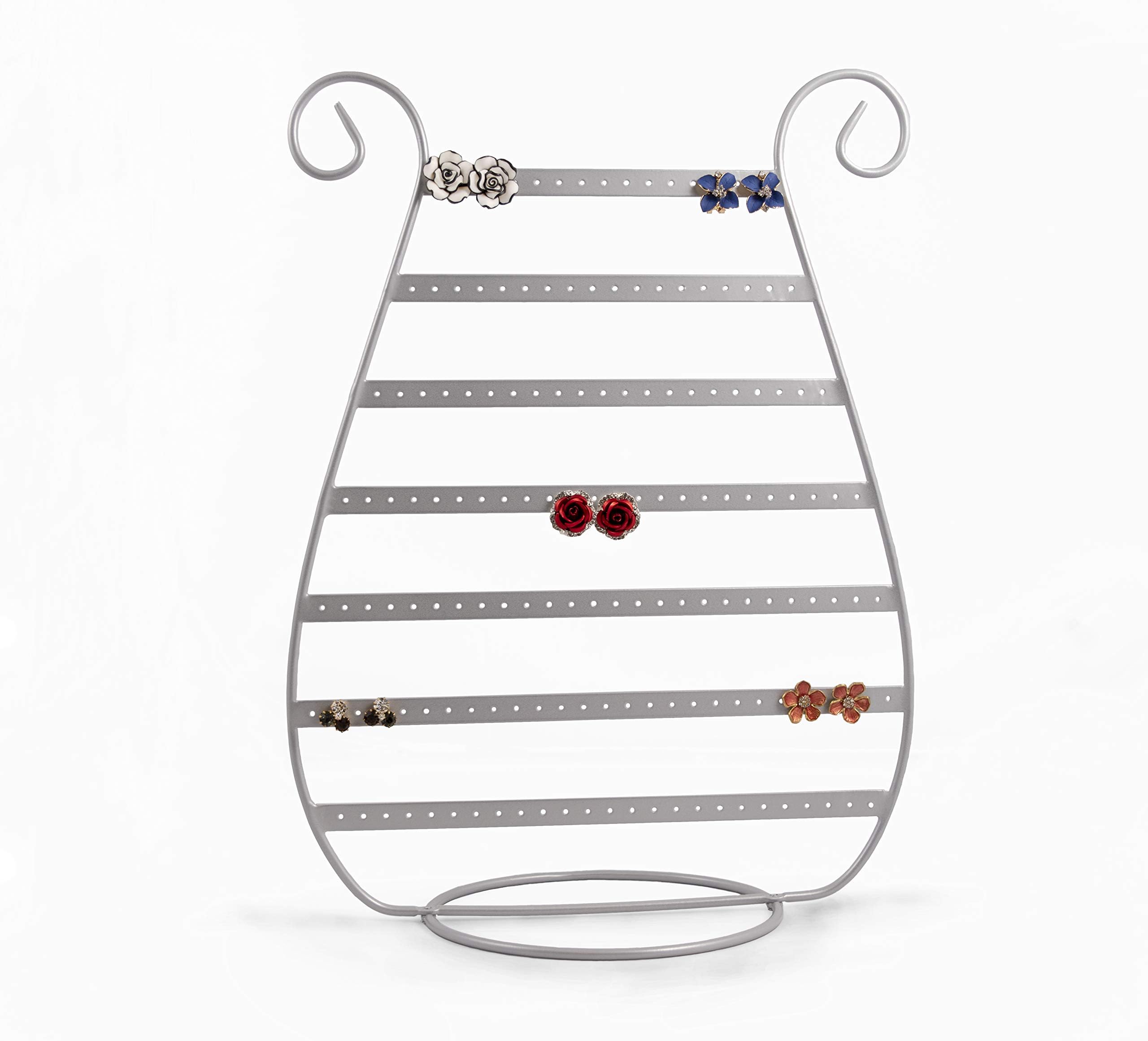 Mango Steam Harp Stud Earring Jewelry Organizer, Display Stand, Storage, Gift (Silver, Slim)
