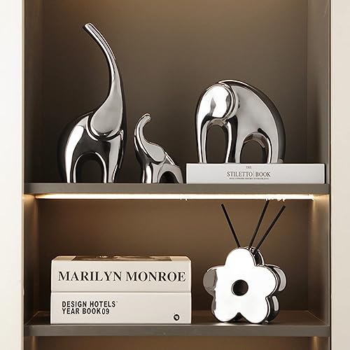 Miniatura 7 de Estatua moderna de cerámica decorativa de elefante, decoración del hogar para sala de estar, estante, estantería moderna, figuritas, escultura de