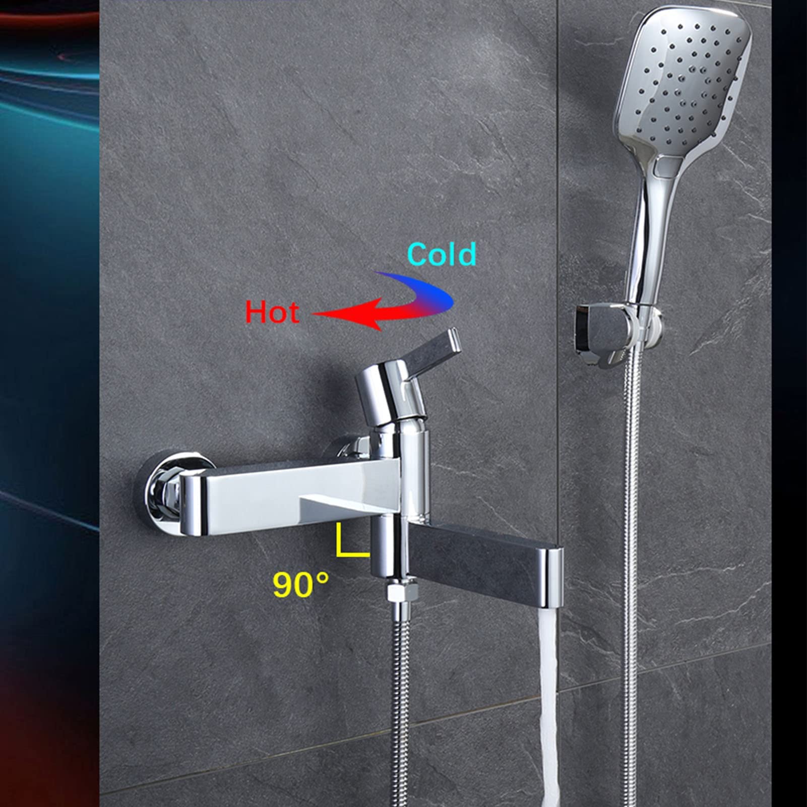Bateria Wannowa Z Mieszaczem, Baterie Wannowe Z Prysznicem Ręcznym, Obrotowa Wylewka Wannowa, Ścienna Bateria Wannowa Z Jednym Uchwytem, Bateria Wannowo-Prysznicowa,Chrome