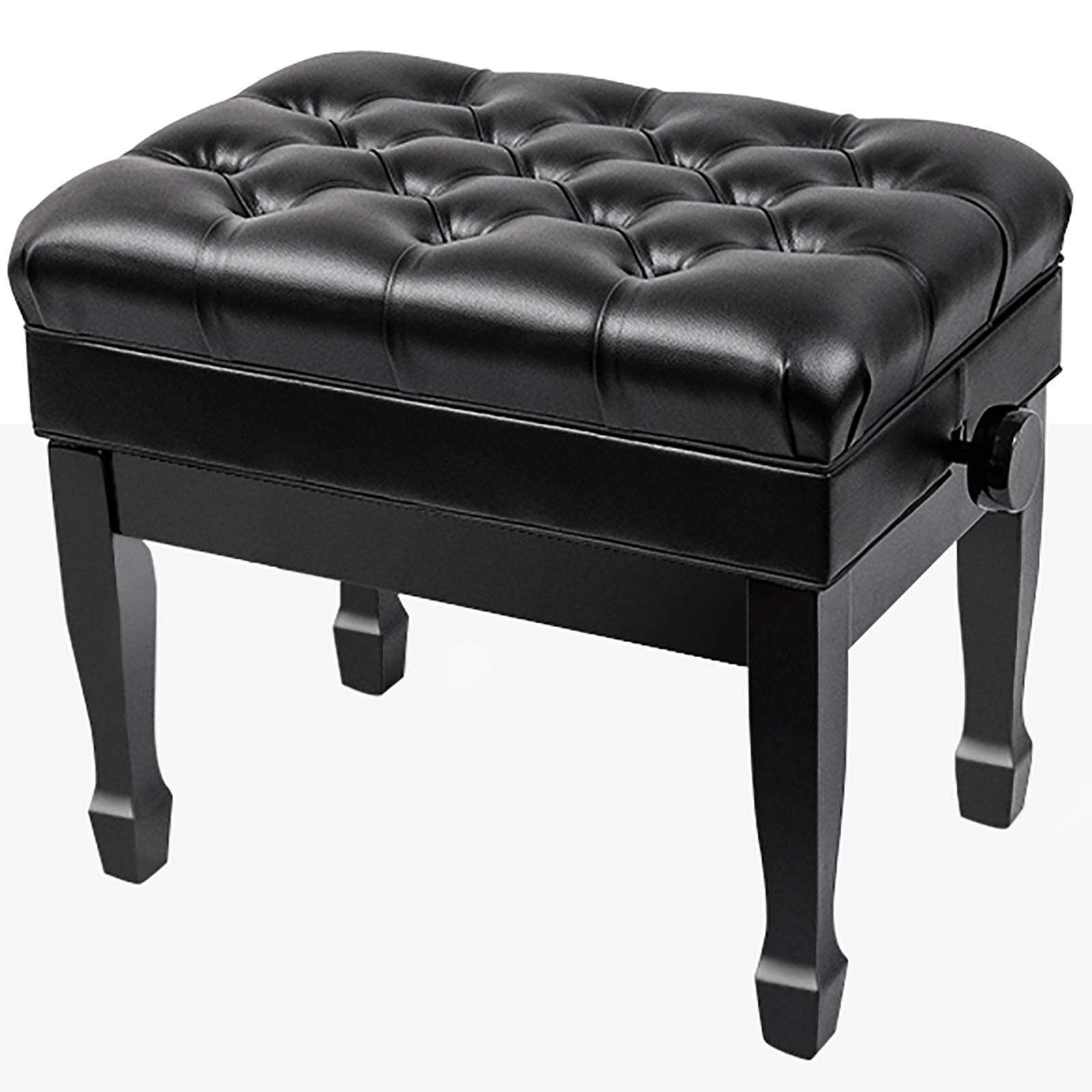 Panca per Pianoforte in Pelle, Panca per Pianoforte Deluxe, Sgabello per Pianoforte Idraulico Regolabile con Spartiti, Struttura in Legno Massello, Altezza: 48,Black