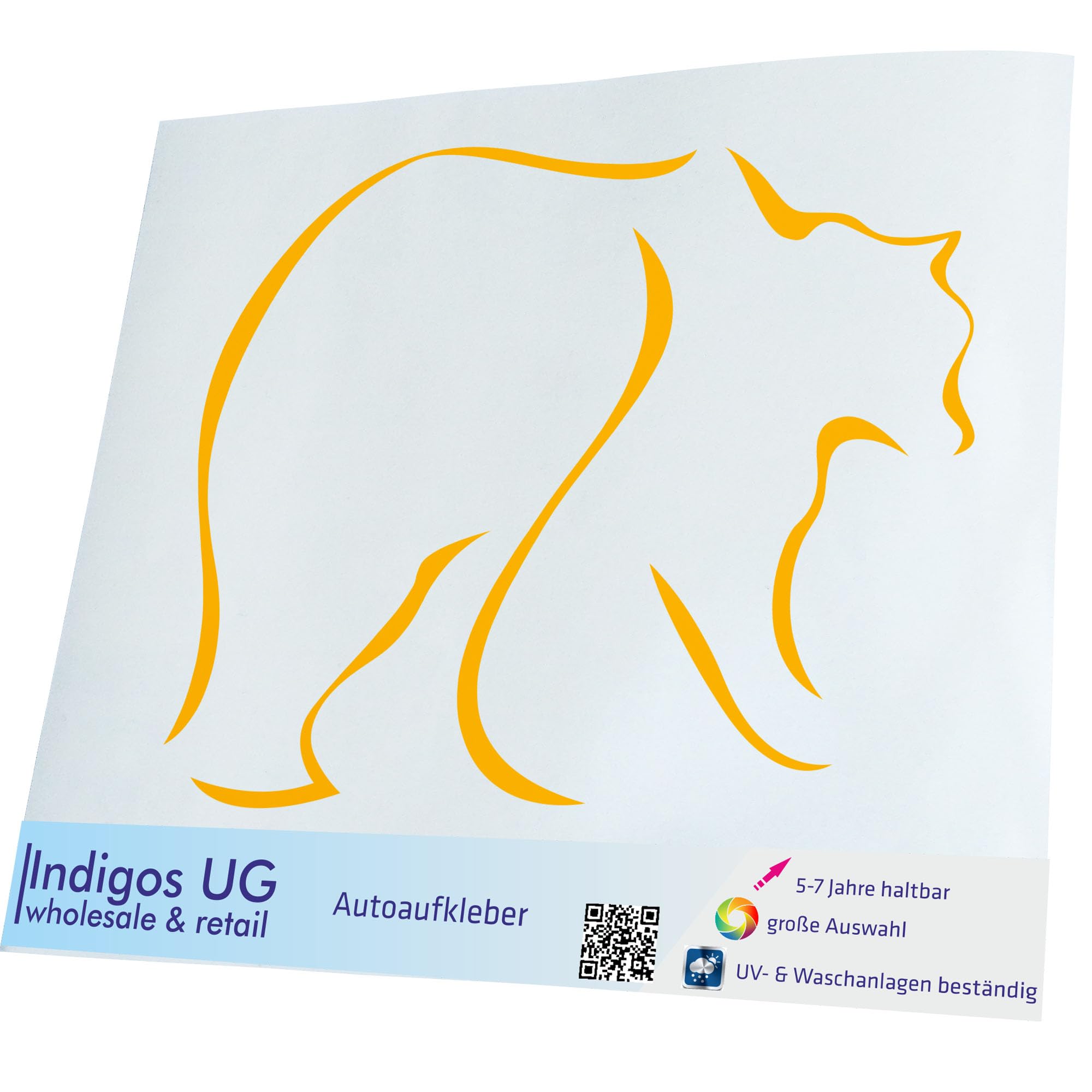 INDIGOS UG Adesivo per auto – JDM – Die Cut – Auto – 300 x 225 mm – Orso – Giallo – lunotto posteriore – Adesivi – Tuning