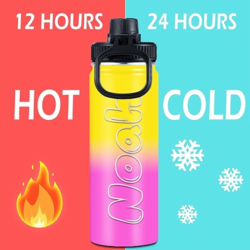 Miniatura 5 de Botellas de agua personalizadas para niños, 18 onzas, 32 onzas, botella de agua aislada con nombre personalizado, botella de agua reutilizable de