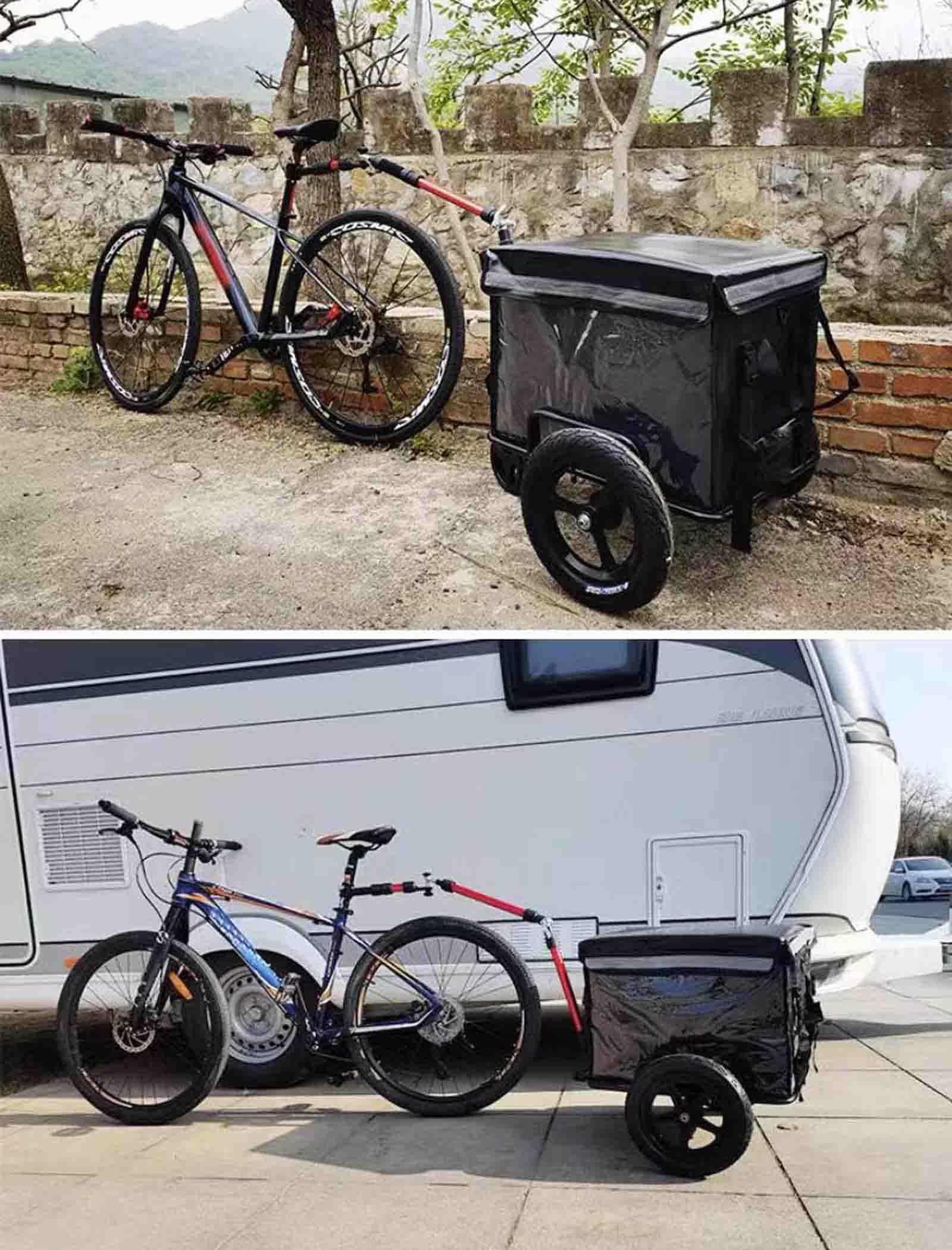 Klarfit Rimorchio Bici - Carrello Cargo Impermeabile 40kg | 2 Ruote 16" | Gancio Universale