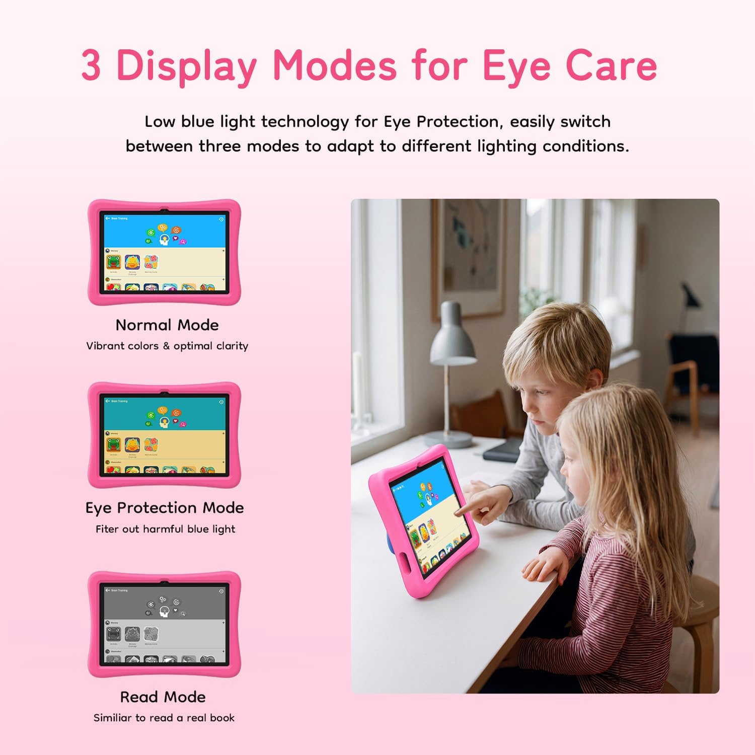 Kids Tablet 10 Inch, Android Tablets Toddler Tablet with Parental Controls, 20GB Ram 32GB ROM 1TB Expandable, Dual Camera, 6000mah WiFi 6, Shockproof Eva Case Pink