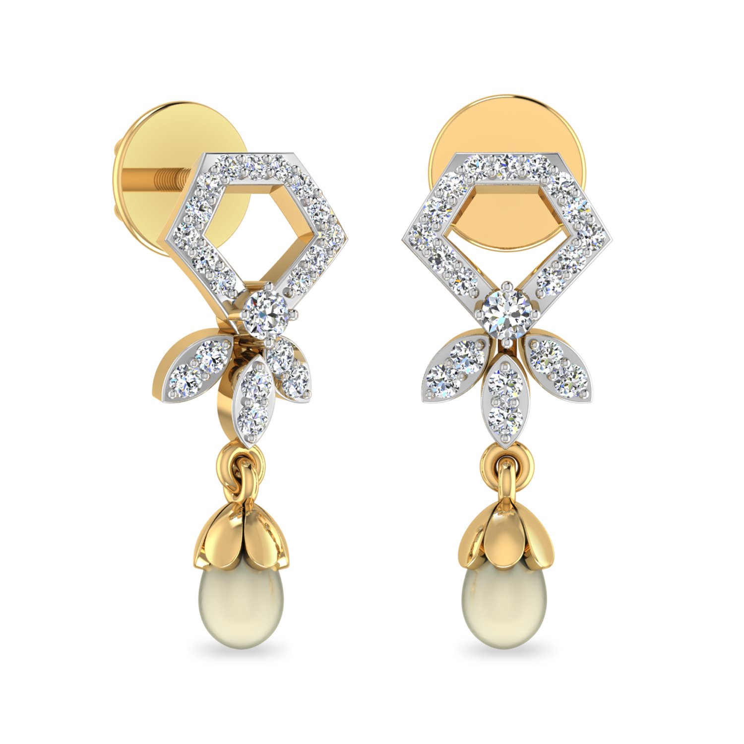 Aucent by PC Jeweller The Zene 18KT Yellow Gold and Diamond Earrings-image-19