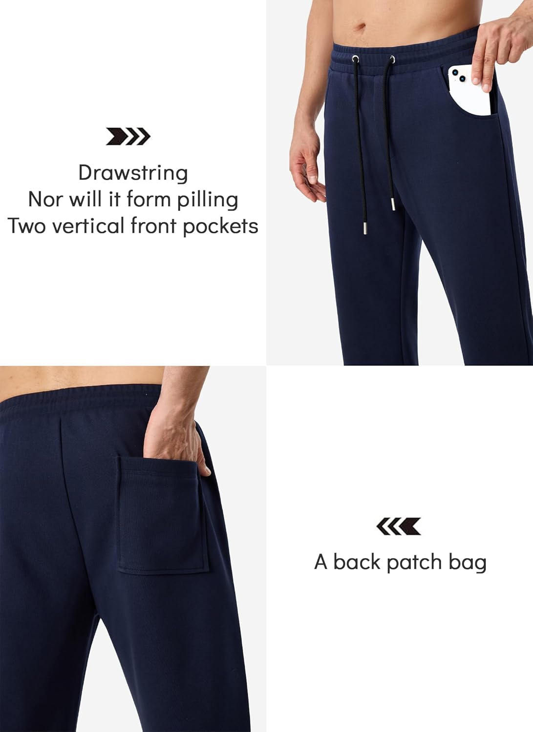 Mens Baggy Sweatpants Wide Leg Jogging Casual and Drawstring Open Bottom Sports Pants with Pockets - Image 2