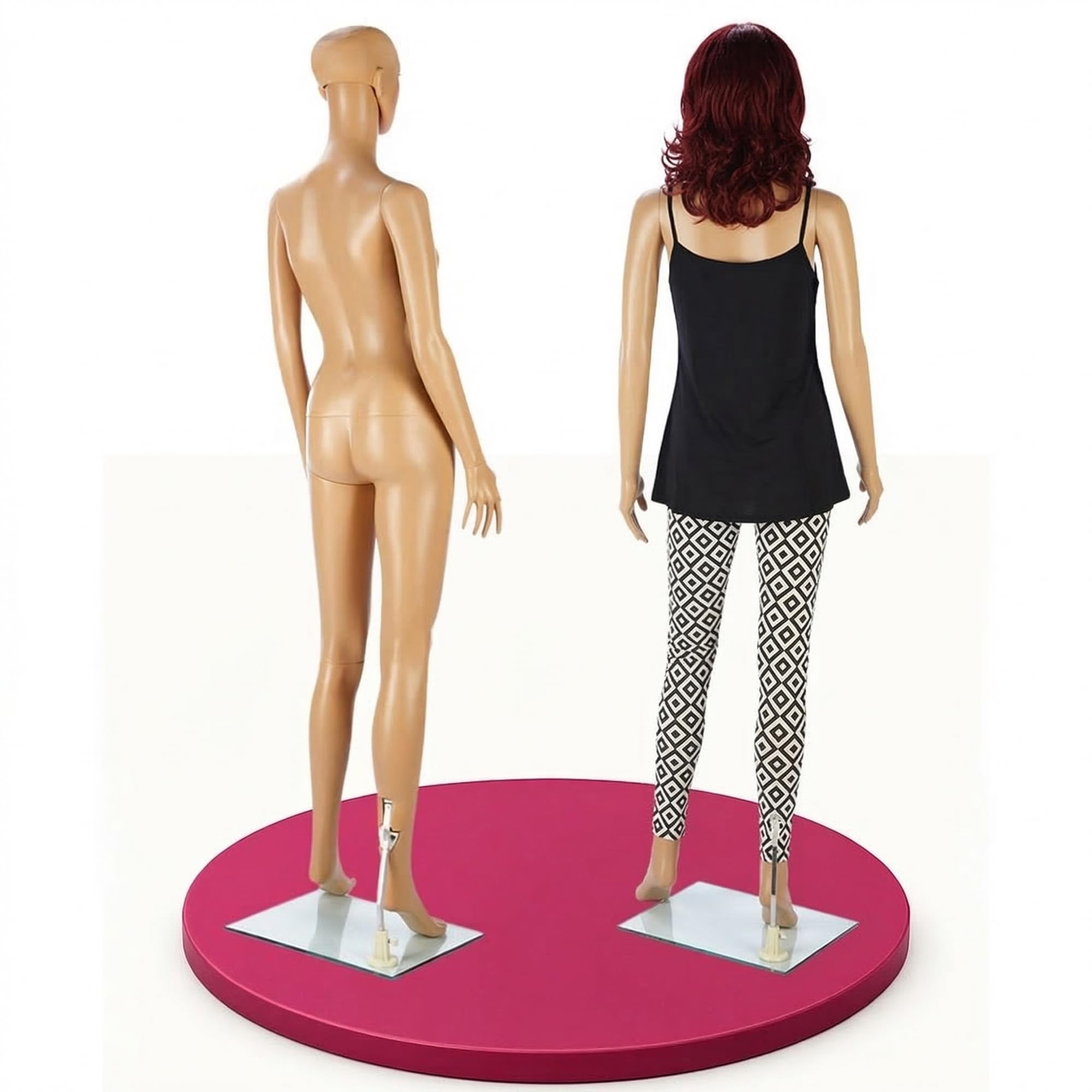 Mucola Schaufensterpuppe Weiblich 175 cm mit Glasfuß – Mannequin Konfektionsgröße 36-38, drehbarer Kopf, abnehmbares Haar | Schneiderpuppe PE-Plastik für Schaufenster, Boutique, Messe und Showroom