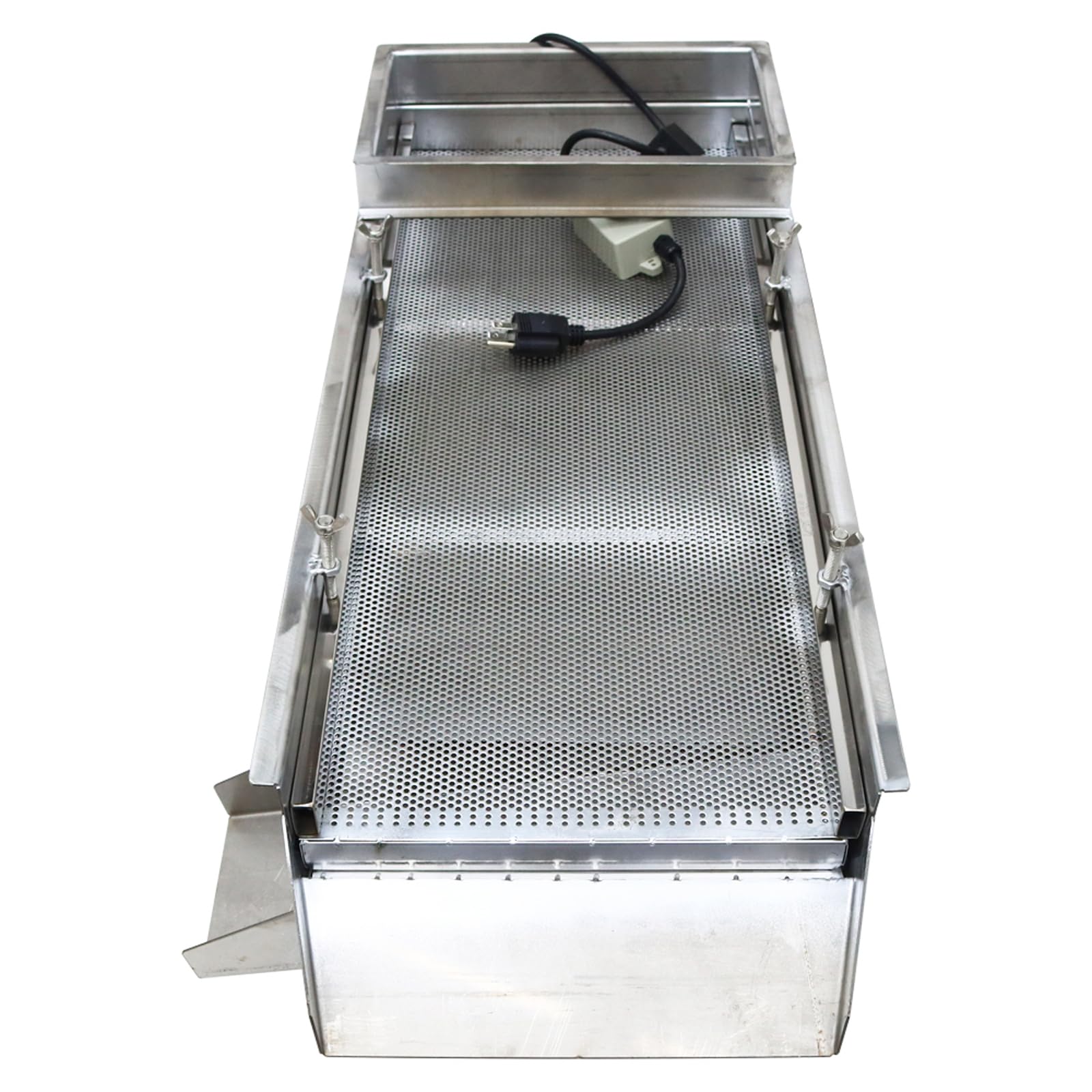 WYDDDARY Small Stainless Steel Linear Screen JG30-75 Electric Linear Sifter Machine Straight Vibrating Sieve Shaker 3mm Round Hole Mesh Single Layer Single Motor 110V