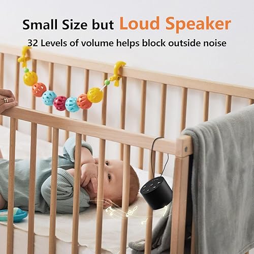 Miniatura 7 de Color Noise Sleep White Noise - Máquinas de sonido portátiles con 30 sonidos relajantes, 32 niveles de volumen, compactas, 4 opciones de
