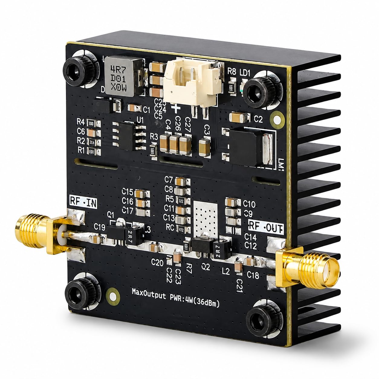 Diyeeni RF Power Amplifier Module, 0.5-800MHz Wideband 40dB Gain VHF UHF Amplifier Board, 35-37dBm Stable Output Power with 15W Supply for Ham Radio FM HF Applications