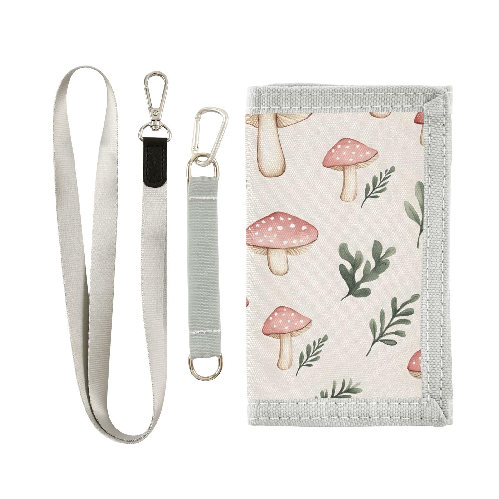 ALAZA Kids Wallets for Boys Girls Toddler Trifold Wallet Children Small Pink Mushrooms Grass with Zipper Coin Pocket