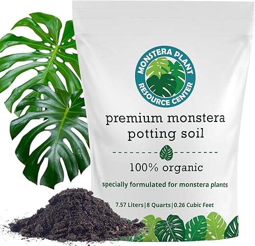 Tierra para macetas Monstera 100% orgánica, rica en nutrientes y bien drenante para raíces más fuertes y crecimiento vibrante, corteza envejecida,