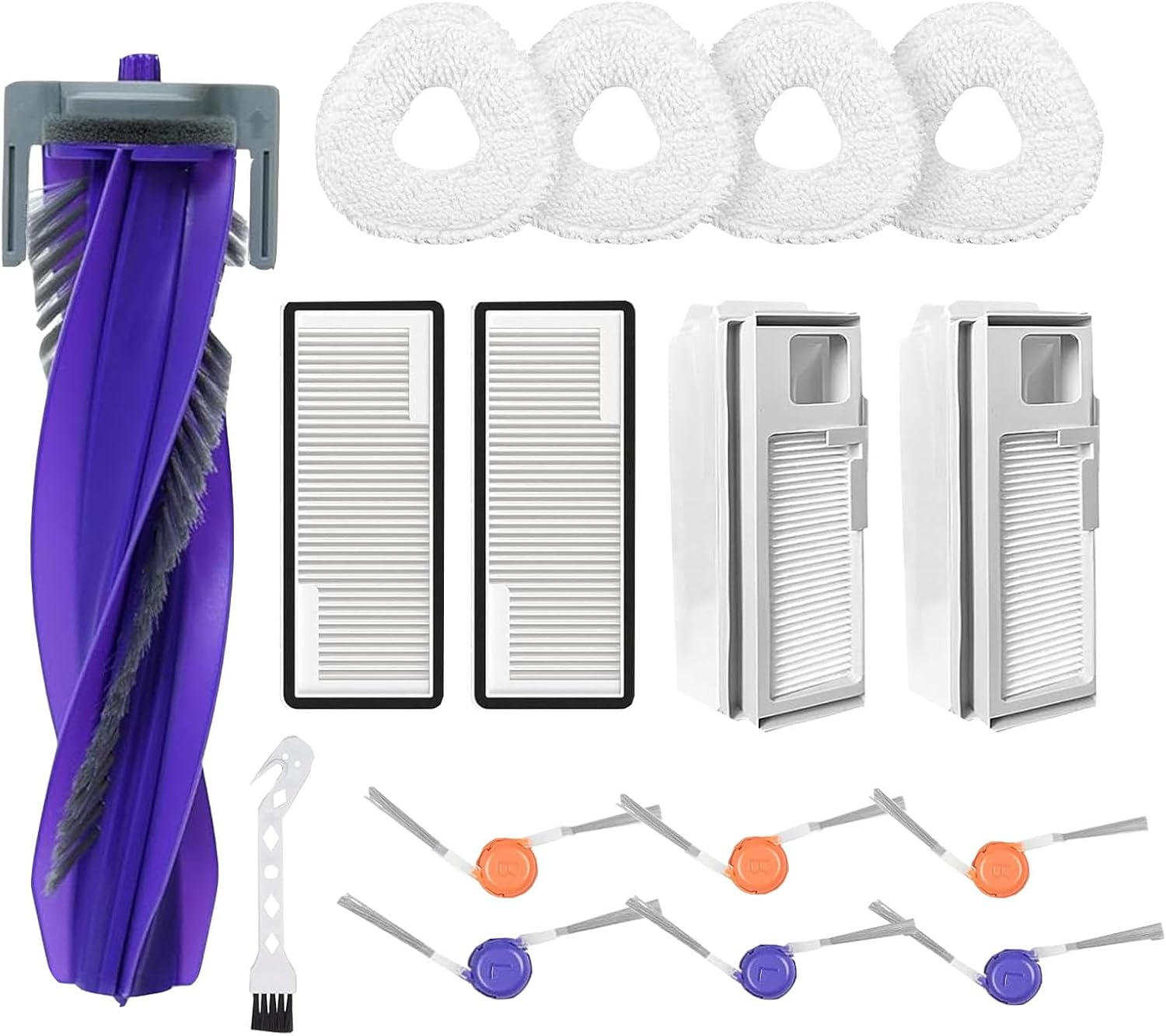 Replacement Parts for Narwal Freo Pro Robot Vacuum Cleaner 16 Pcs Accessories 1 Main Roller Brush 2 Dust Bags 2 Filters 4 Mop Pads 6 Side Brush 1 Clean Tool