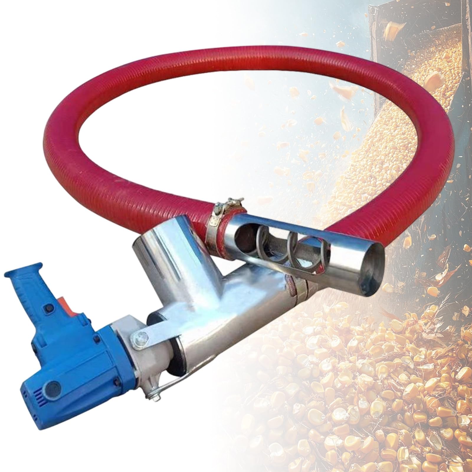 GwlThixion Portable Grain Conveyor, Heavy-Duty 1500W Screw Conveyor for Agriculture & Construction, with 1.5m/60in Hose, for Cement Sand Fertilizer Farm Industrial