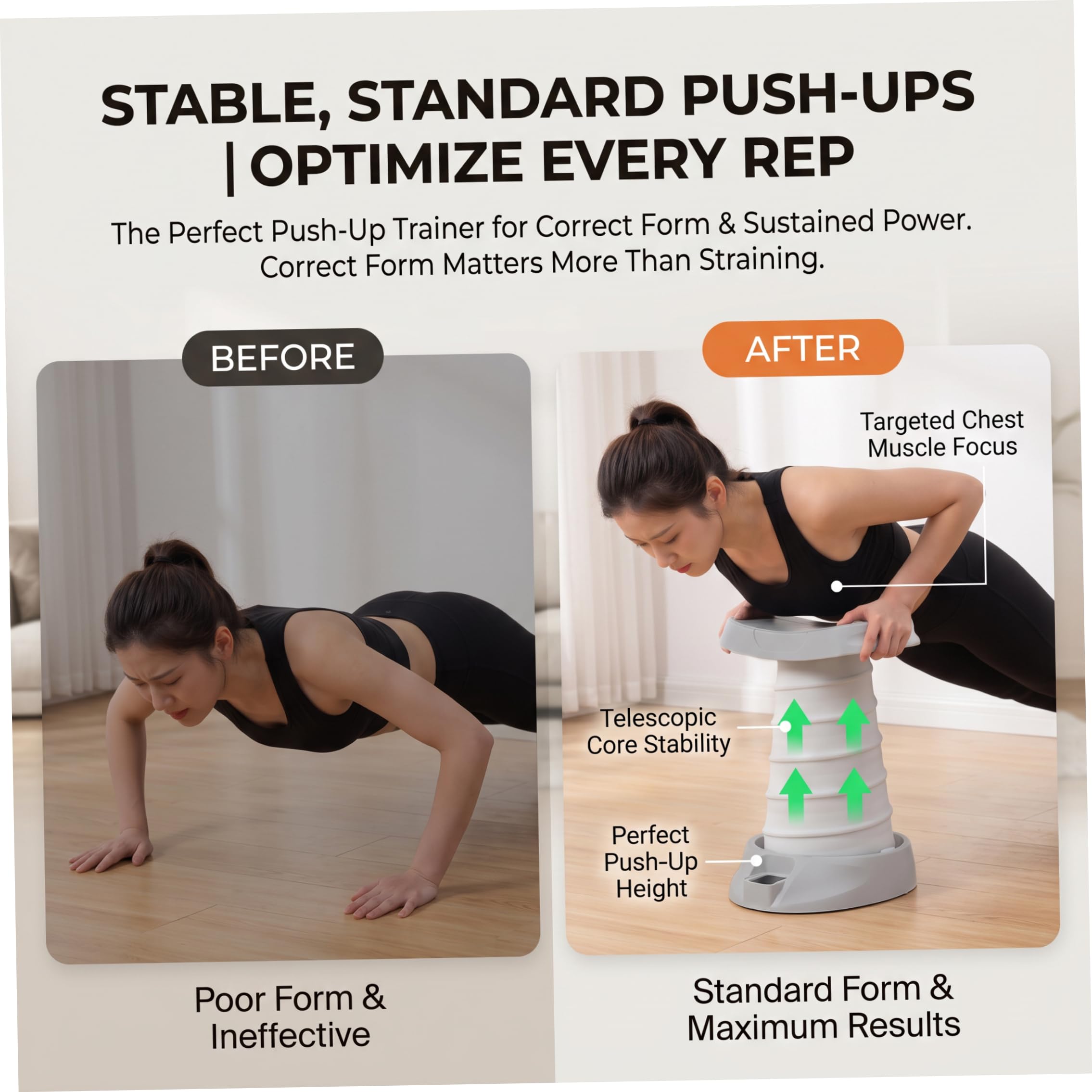 Assistente per push up con timer, supporto per push up per principianti, grigio