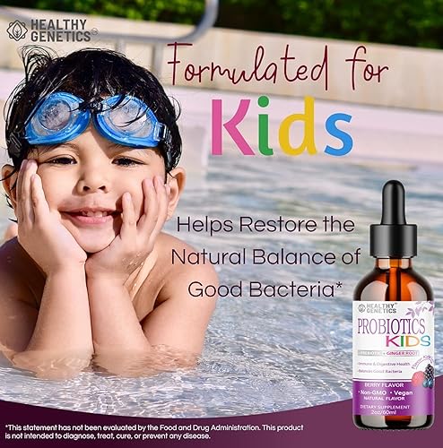 Miniatura 4 de Probióticos líquidos para niños y niños pequeños | + prebiótico + raíz de jengibre | Probiótico Acidophilus | Sin lácteos | Vegano | Sin OMG | Sin
