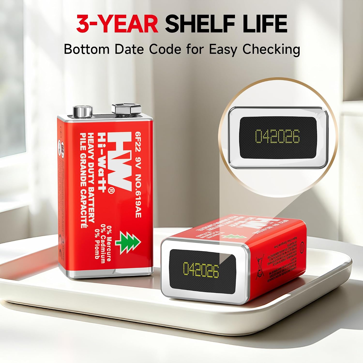 HW 9V Batteries, Carbon Zinc Leakage-Proof 10 Pack for Wireless Microphones