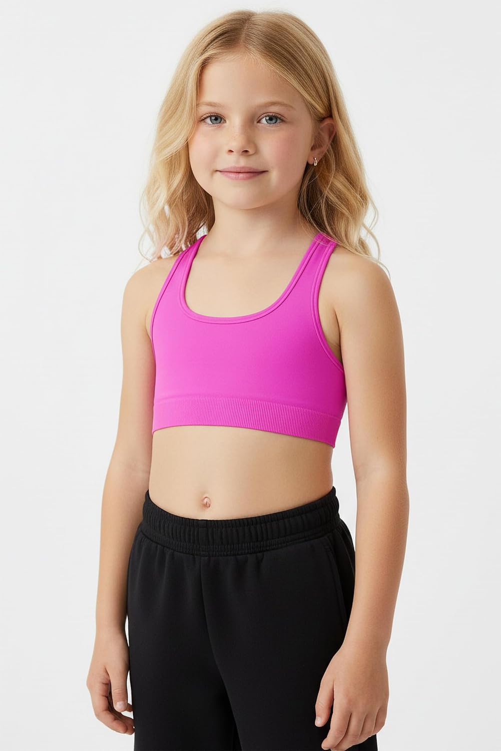 Kurve Girl’s Stretchy Crop Racerback Undershirt Training Sports Bra, UV Protective Fabric, UPF 50+, Made in USA, - Image 4