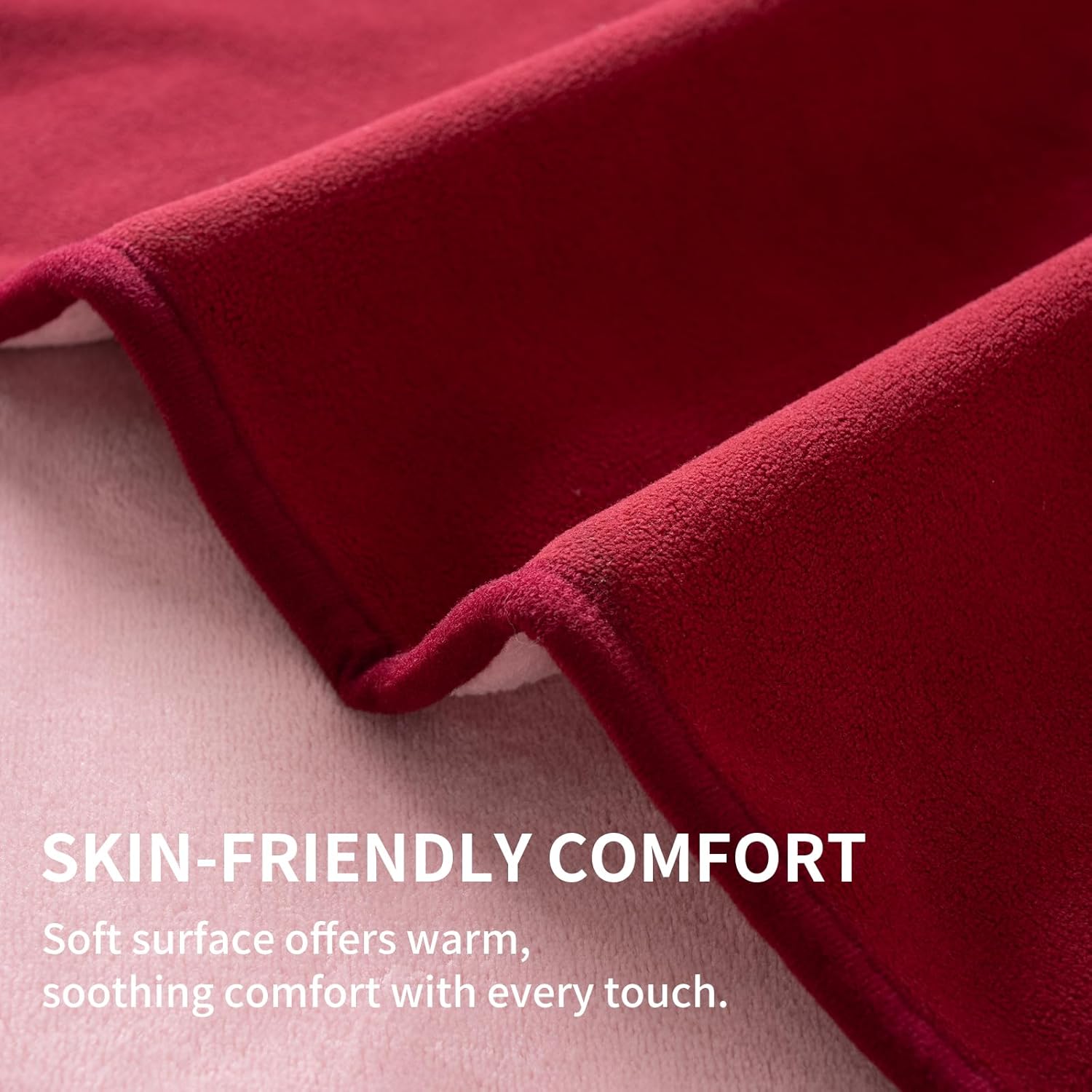 QiyI Waterproof Blanket for Bed Queen Size, Reversible Washable Pet-Friendly Flannel Throw Blanket, Leakproof Stain-Resistant Furniture Protector for Travel & Camping, 60"x80", Burgundy/Pink - Image 5