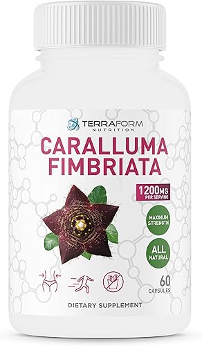 Caralluma Fimbriata - 100% puro - Suplemento de pérdida de peso de fuerza máxima - 1200 mg - Supresor natural del apetito para mujeres y hombres -