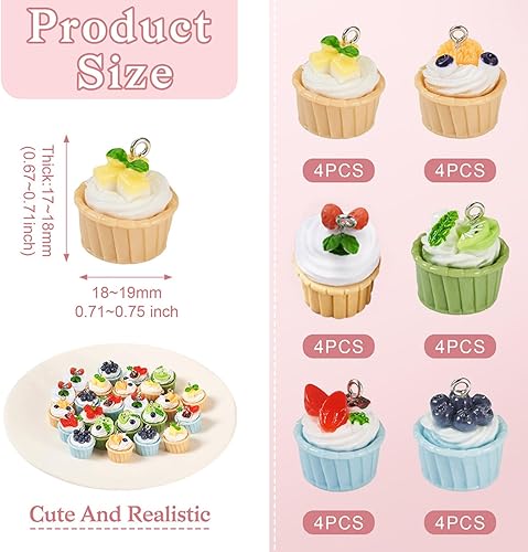 Miniatura 4 de Dijes de resina para bebidas y alimentos, lindos chocolates, helados, pan, paletas de hielo, cupcakes, colgantes de comida para manualidades,