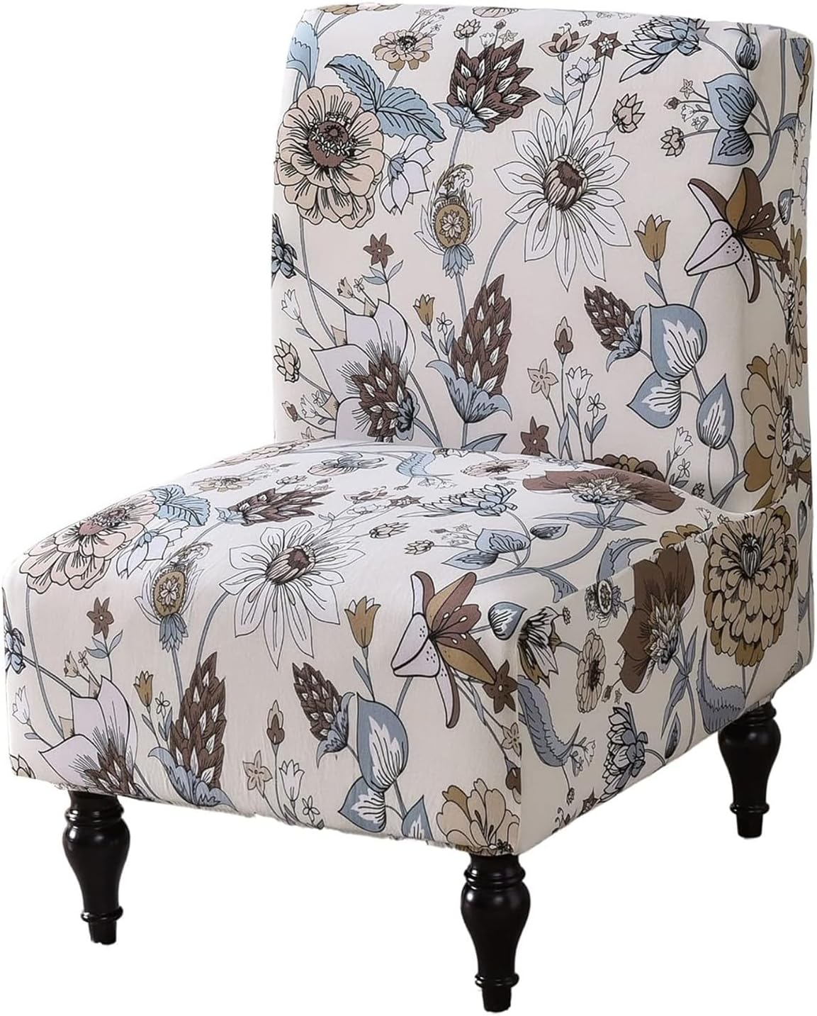 Armless Accent Chair Slipcovers, Stretch Armless Chair Cover Modern Slipper Chairs Cover for Living Room Bedroom Home Hotel(Flowers)