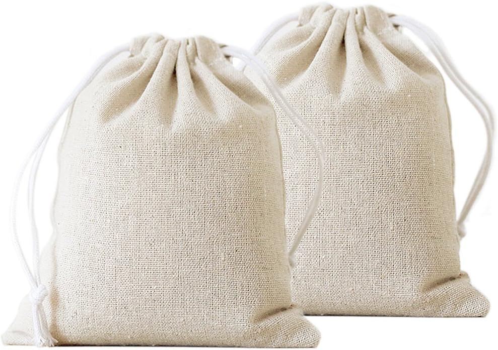 Yingkor Small Cotton Canvas Muslin Drawstring Bag Bags, Mesh Cloth Bags, Reusable Produce Bags, Pack-s, 24x32cm (24x32cm Linen)