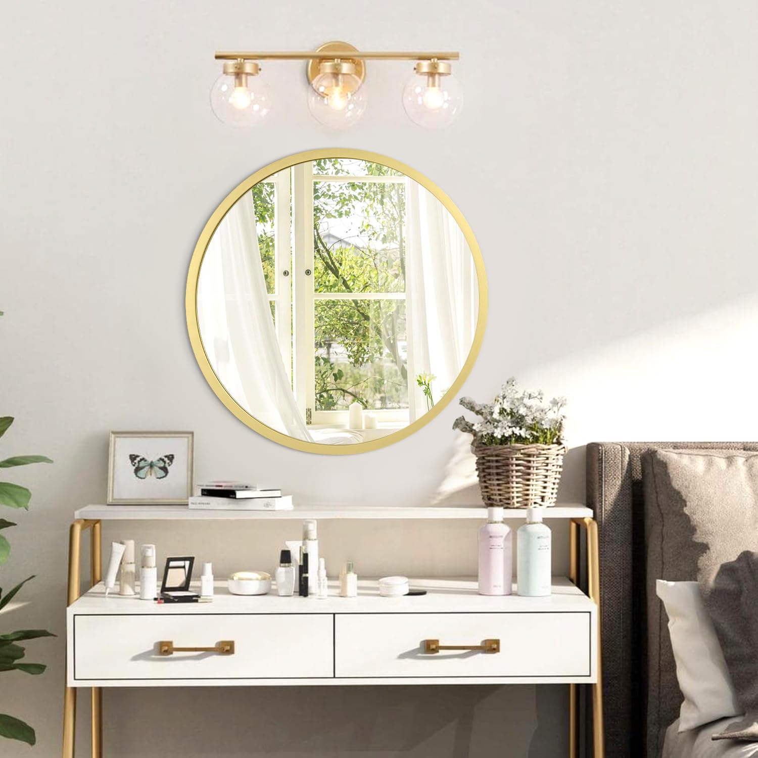 鏡 WALL MIRROR Amazon.com: JJUUYOU Round Wall Mirror Decorative Circular Mirror
