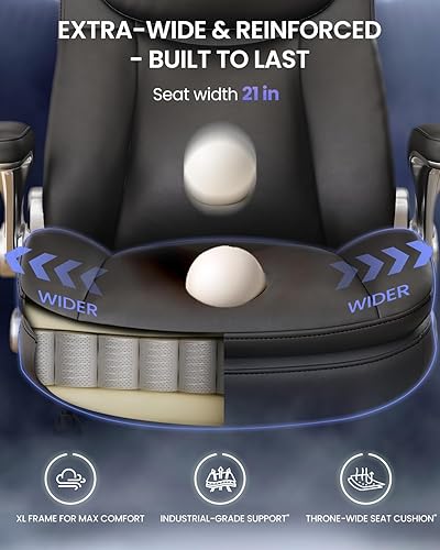 Miniatura 6 de Silla de oficina ejecutiva grande y alta, soporte lumbar ajustable para dolor de espalda, silla de oficina resistente con certificación BIFMA, silla