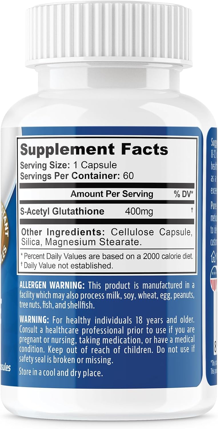 is s-acetyl glutathione safe NeuropAWAY Elements S-Acetyl-Glutathione 400mg Acid Resistant Capsules 60ct (60 400mg Capsules Per Bottle) 3rd